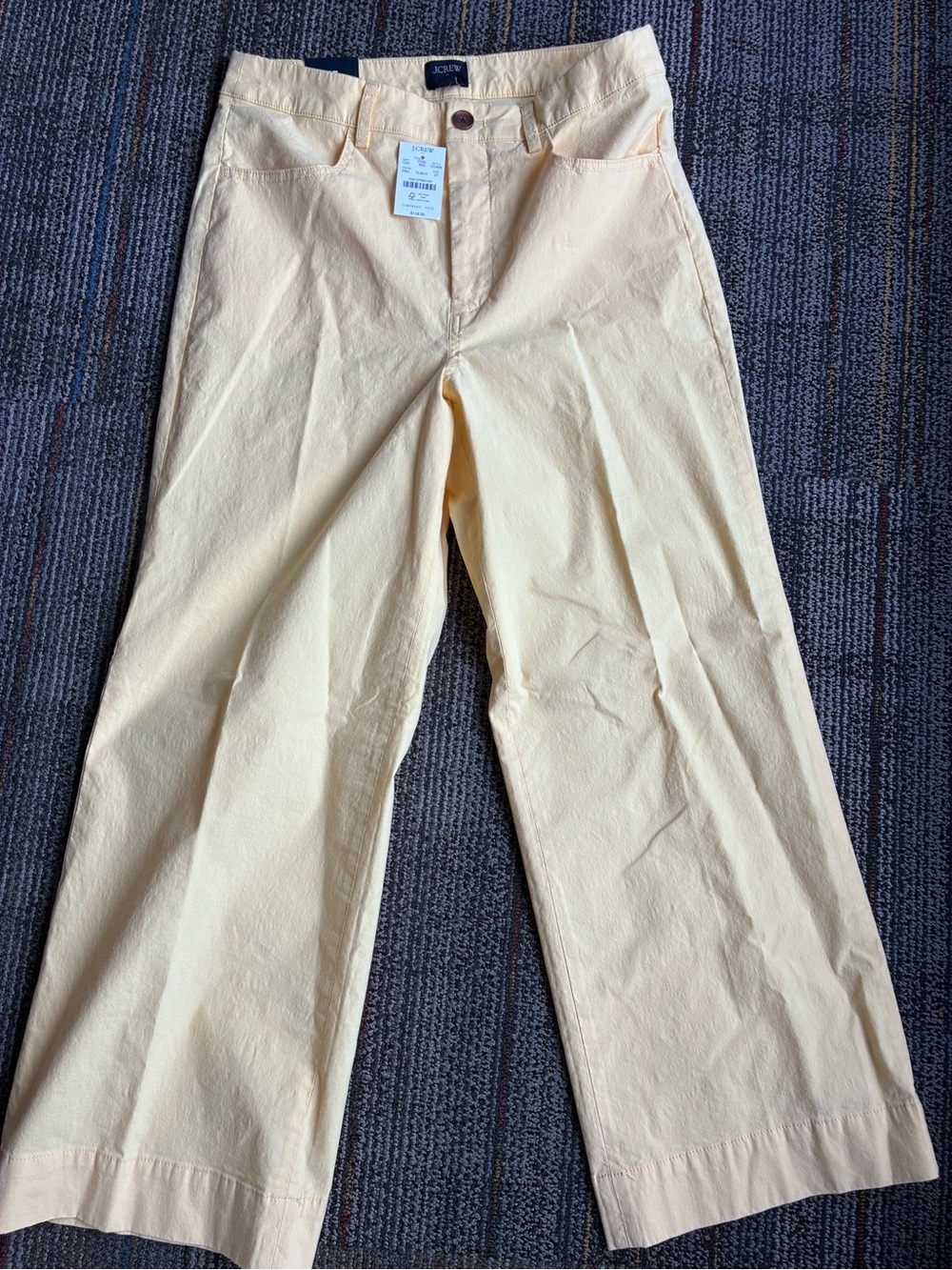 J. Crew Women’s Light Cream Straight-Leg Cotton Trousers